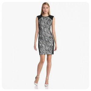 EUC *TRINA TURK* Women's Sleeveless B/W Lace Sheath Veda Cocktail Dress 0